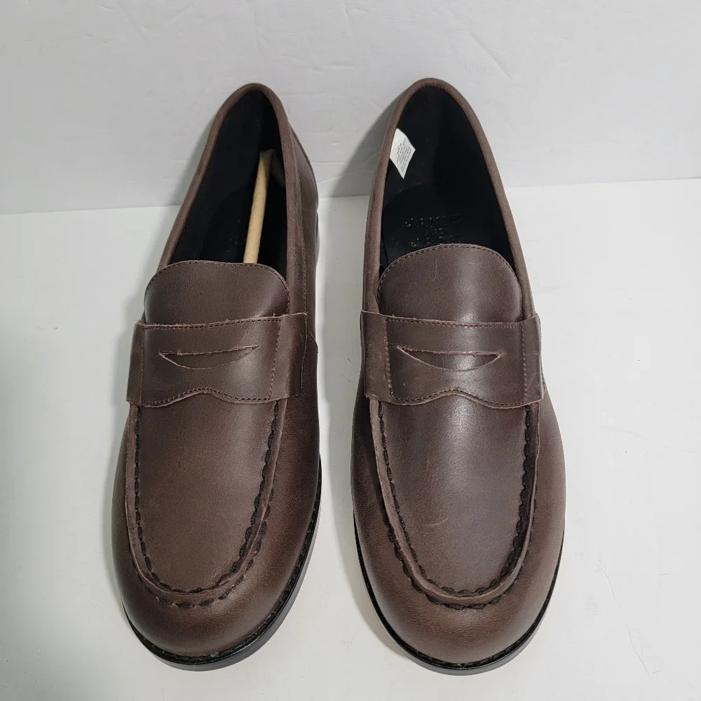 NEW JANIE & JACK Kids Leather Slip-On Shoes Size 4K Brown Leather Sole Unisex